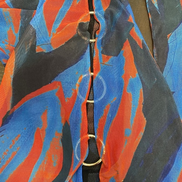 Louisa Ballou Heatwave Triple Ring Long Sleeve Mesh Mini Dress Size S - Picture 7 of 8